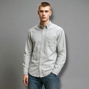 Men's J.Crew Classic Oxford Slim-Fit Button-Down Shirt Light Blue Grey Size L